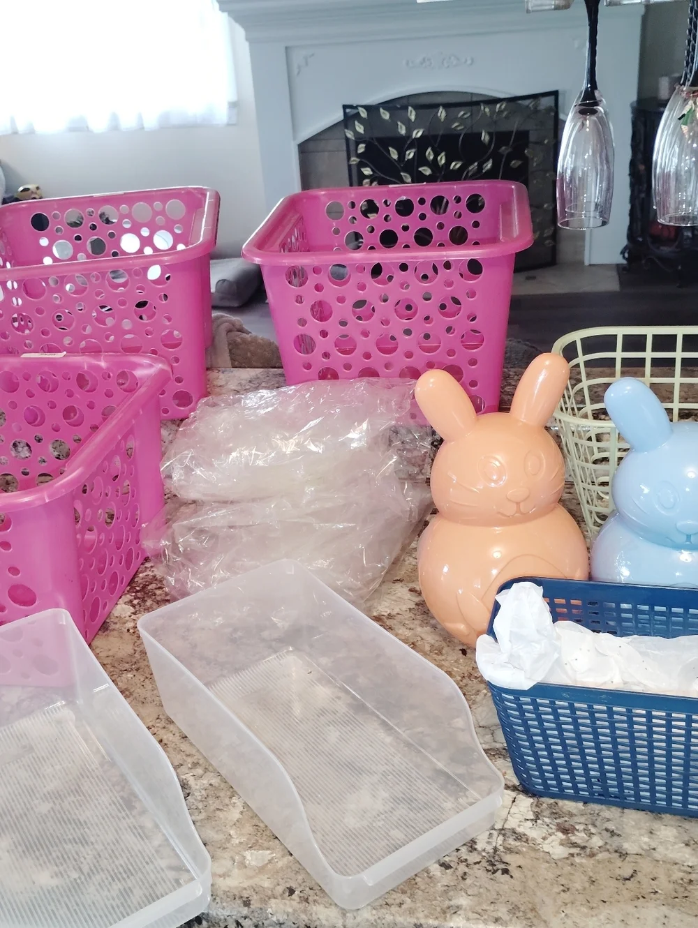 Home Accents Pink and Blue Bunny Storage Baskets Set